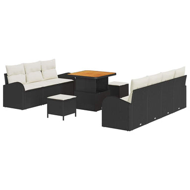 Tuin Sofa Set 10 st 9-Aantal zitplaatsen Zwart en Crème