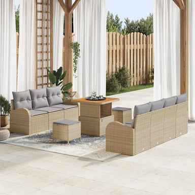Tuin Sofa Set 10 st 9-Aantal zitplaatsen Beige en Licht Grijs