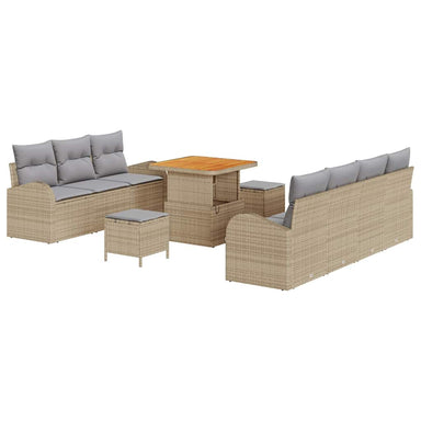 Tuin Sofa Set 10 st 9-Aantal zitplaatsen Beige en Licht Grijs