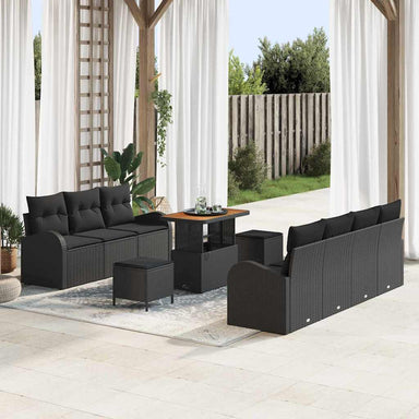 Tuin Sofa Set 10 st 9-Aantal zitplaatsen Zwart