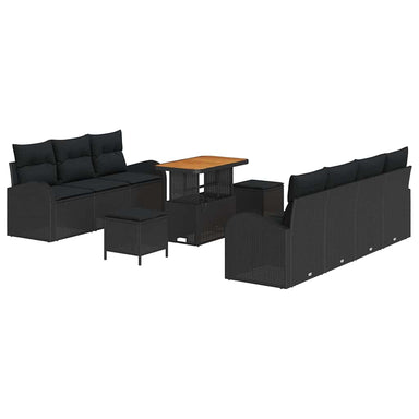 Tuin Sofa Set 10 st 9-Aantal zitplaatsen Zwart
