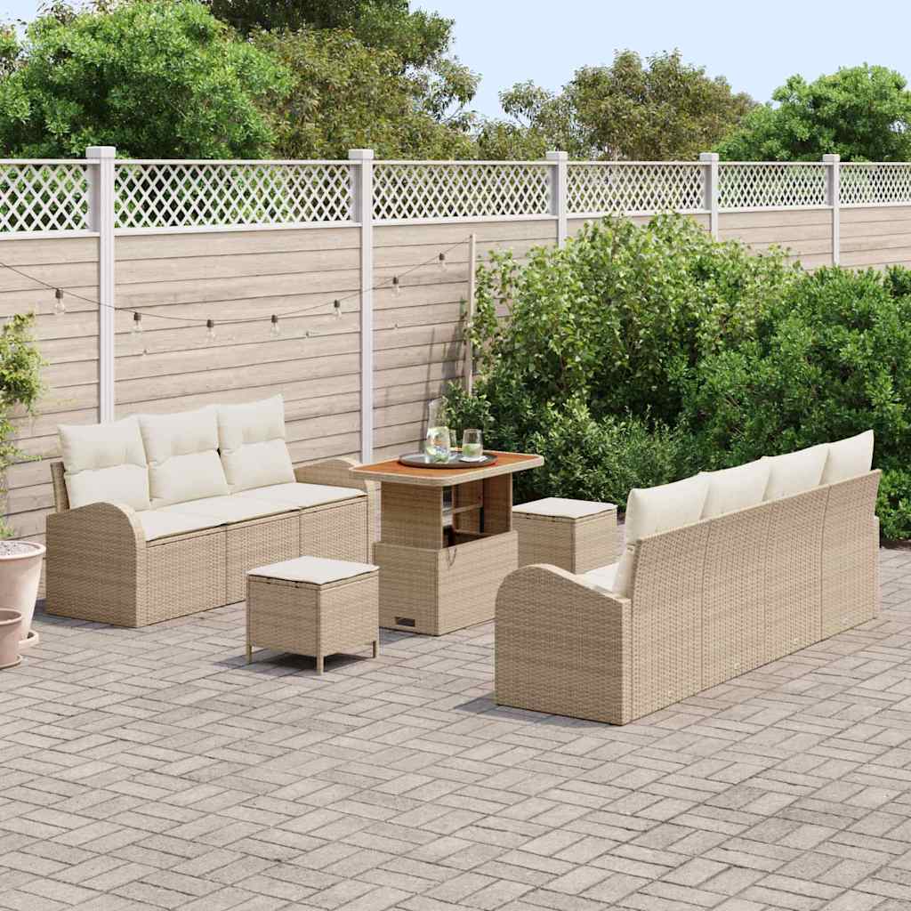 Tuin Sofa Set 10 st 9-Aantal zitplaatsen Beige en Crème
