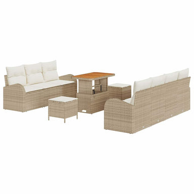 Tuin Sofa Set 10 st 9-Aantal zitplaatsen Beige en Crème
