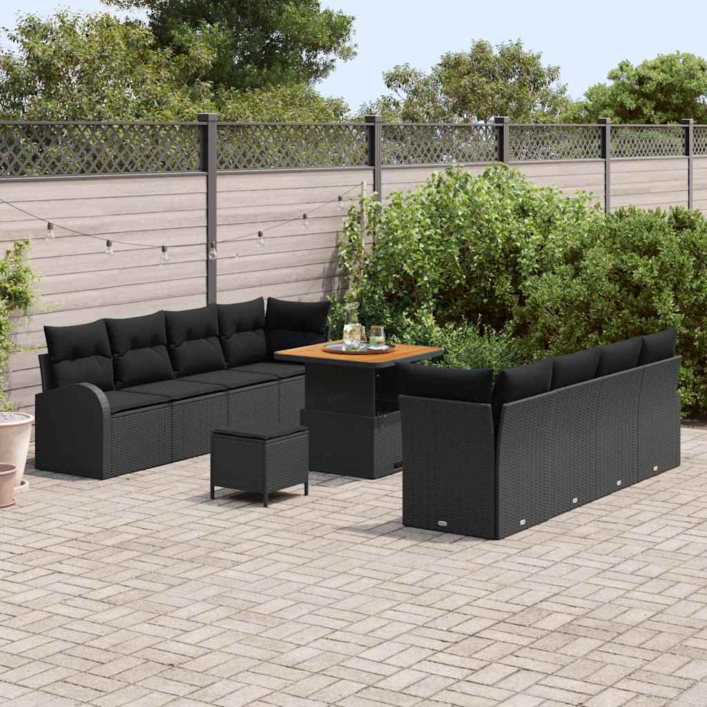 Tuin Sofa Set 11 st 10-Aantal zitplaatsen Zwart