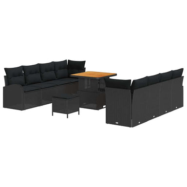 Tuin Sofa Set 11 st 10-Aantal zitplaatsen Zwart