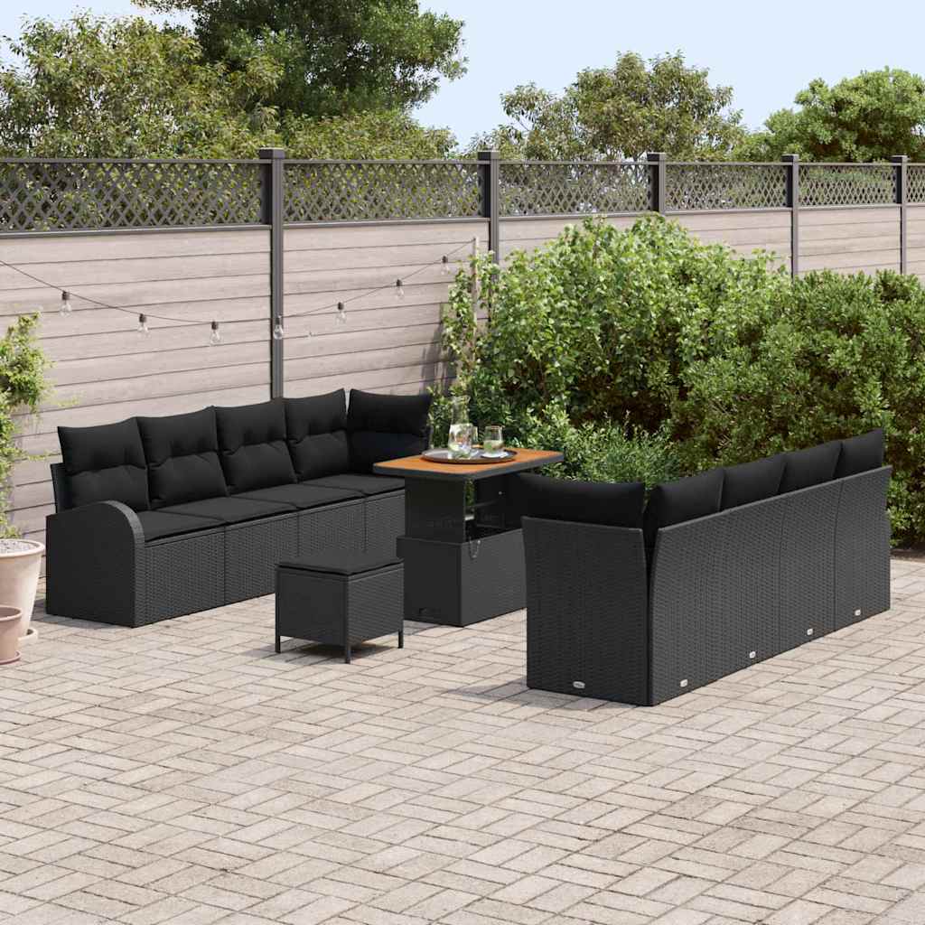 Tuin Sofa Set 11 st 10-Aantal zitplaatsen Zwart