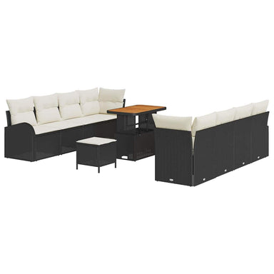 Tuin Sofa Set 11 st 10-Aantal zitplaatsen Zwart en Crème