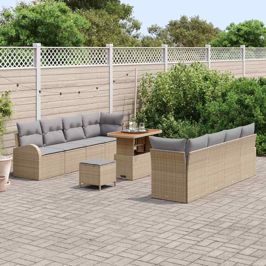 Tuin Sofa Set 11 st 10-Aantal zitplaatsen Beige en Licht Grijs