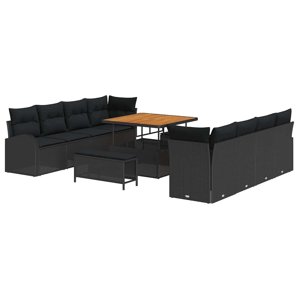 Tuin Sofa Set 11 st 10-Aantal zitplaatsen Zwart
