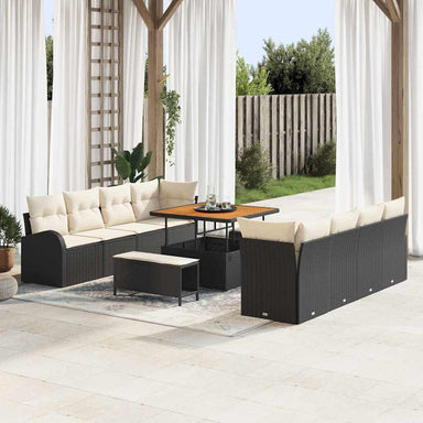 Tuin Sofa Set 11 st 10-Aantal zitplaatsen Zwart en Crème