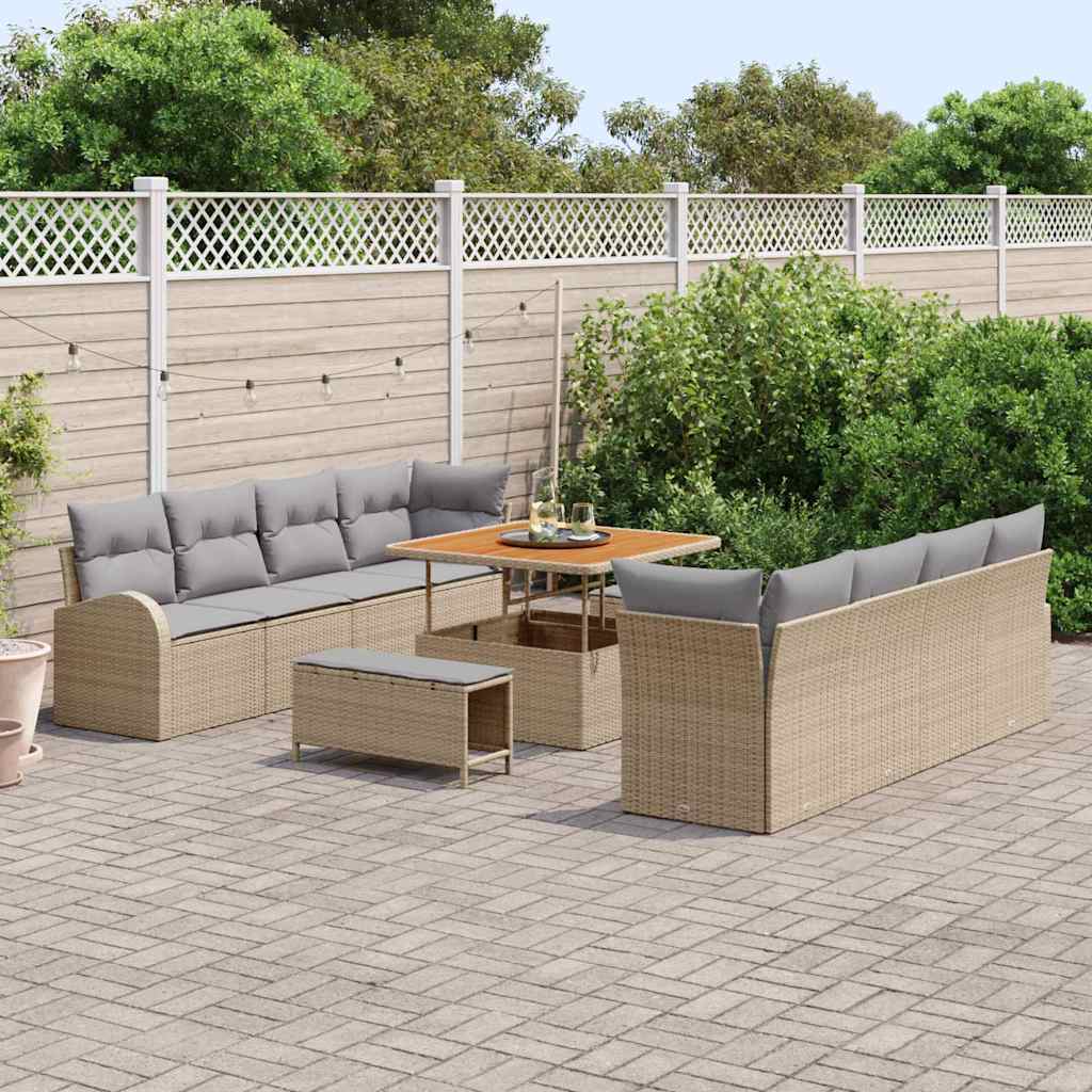 Tuin Sofa Set 11 st 10-Aantal zitplaatsen Beige en Licht Grijs