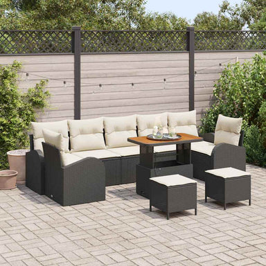 Tuin Sofa Set 10 st 9-Aantal zitplaatsen Zwart en Crème