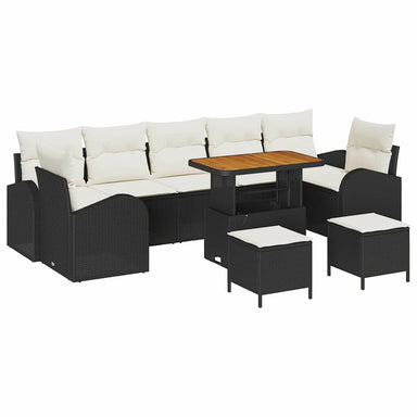 Tuin Sofa Set 10 st 9-Aantal zitplaatsen Zwart en Crème