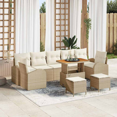 Tuin Sofa Set 10 st 9-Aantal zitplaatsen Beige en Crème