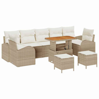 Tuin Sofa Set 10 st 9-Aantal zitplaatsen Beige en Crème