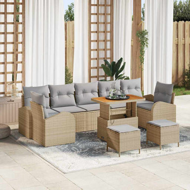 Tuin Sofa Set 10 st 9-Aantal zitplaatsen Beige en Licht Grijs