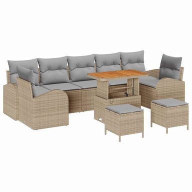 Tuin Sofa Set 10 st 9-Aantal zitplaatsen Beige en Licht Grijs