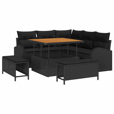 Tuin Sofa Set 8 st 7-Aantal zitplaatsen Zwart
