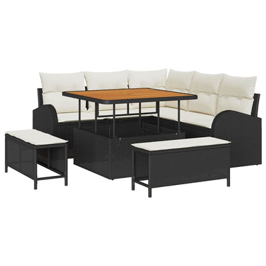 Tuin Sofa Set 8 st 7-Aantal zitplaatsen Zwart en Crème