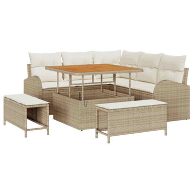 Tuin Sofa Set met kussen met opslag 8 pcs Beige en Crème