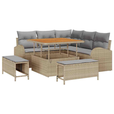 Tuin Sofa Set 8 st 7-Aantal zitplaatsen Beige en Licht Grijs