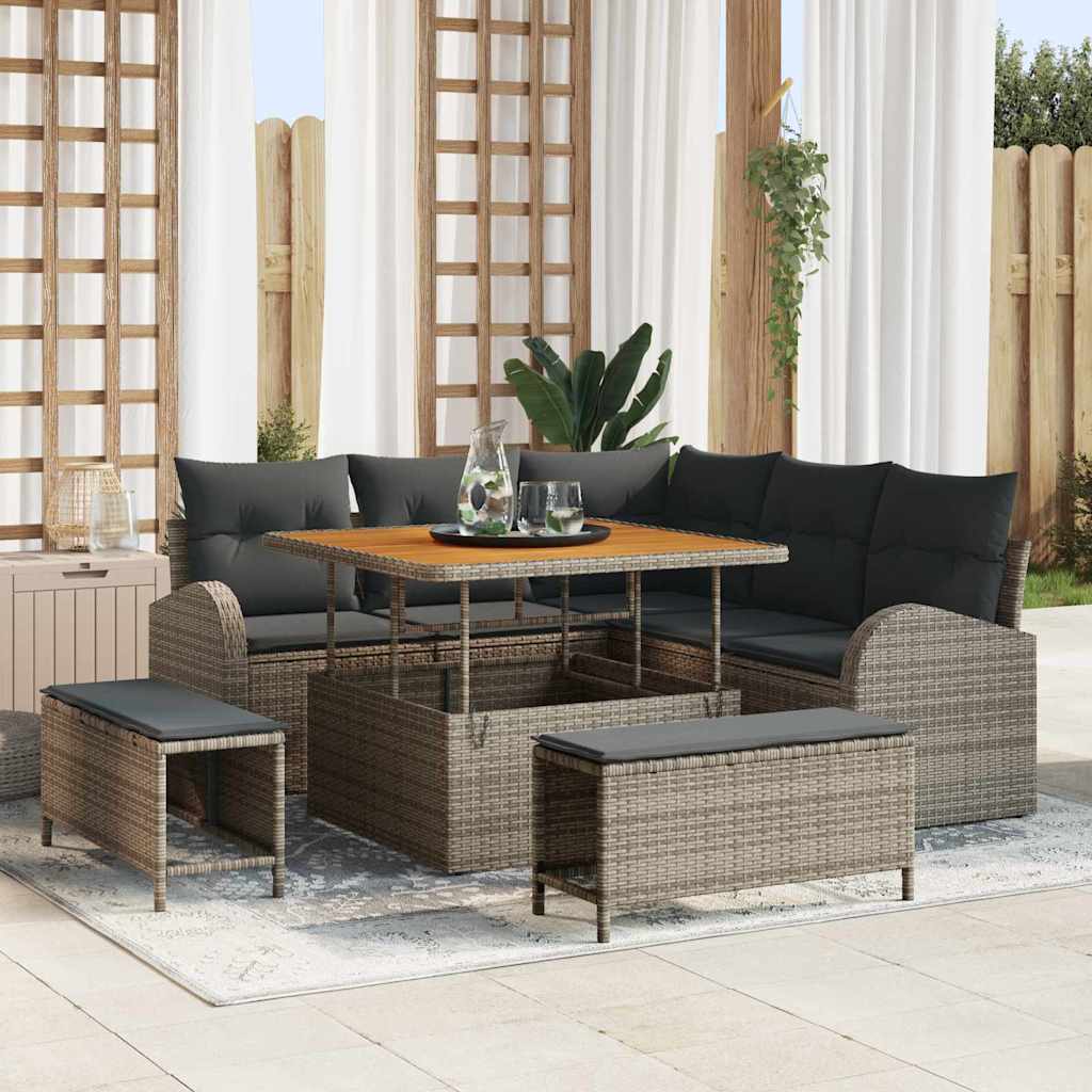 Tuin Sofa Set 8 st 7-Aantal zitplaatsen Grijs