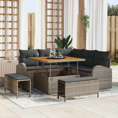 Tuin Sofa Set 8 st 7-Aantal zitplaatsen Grijs
