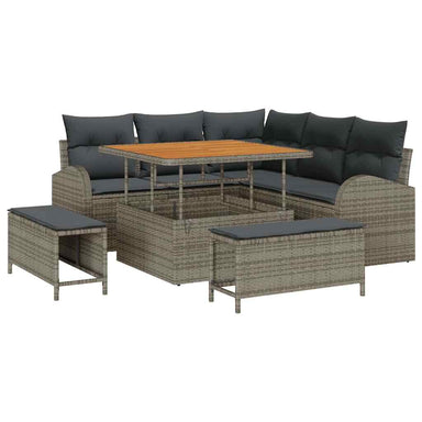 Tuin Sofa Set 8 st 7-Aantal zitplaatsen Grijs