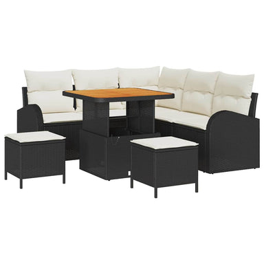 Tuin Sofa Set 8 st 7-Aantal zitplaatsen Zwart en Crème