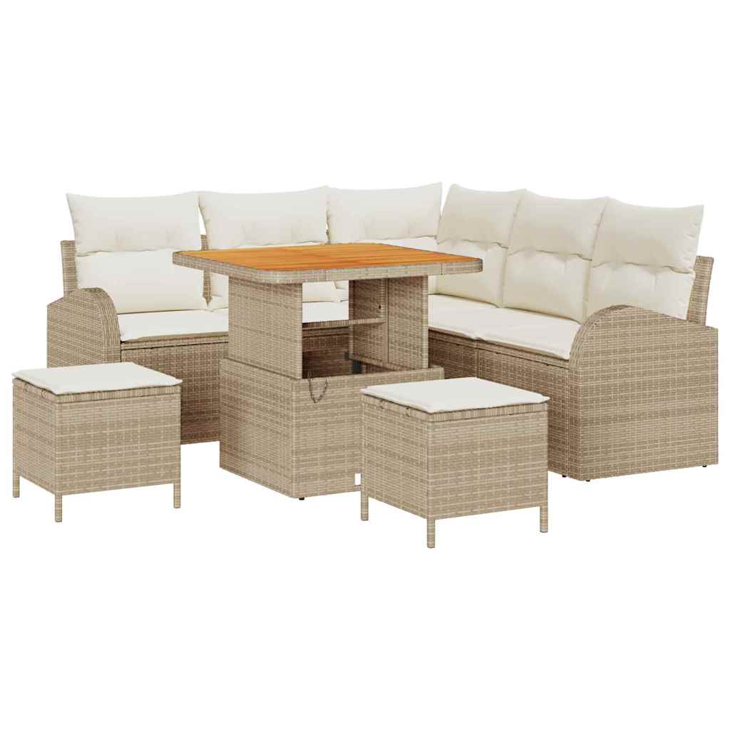 Tuin Sofa Set 8 st 7-Aantal zitplaatsen Beige en Crème