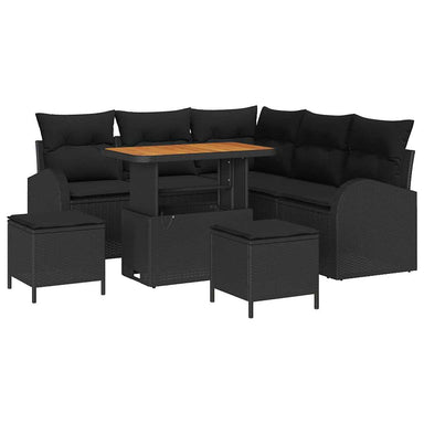 Tuin Sofa Set 8 st 7-Aantal zitplaatsen Zwart