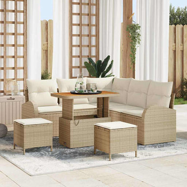 Tuin Sofa Set met kussen met opslag 8 pcs Beige en Crème