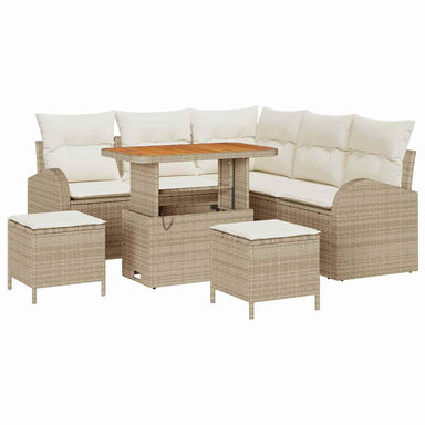 Tuin Sofa Set met kussen met opslag 8 pcs Beige en Crème