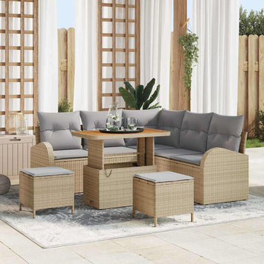 Tuin Sofa Set 8 st 7-Aantal zitplaatsen Beige en Licht Grijs