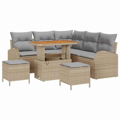 Tuin Sofa Set 8 st 7-Aantal zitplaatsen Beige en Licht Grijs