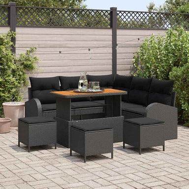 Tuin Sofa Set 9 st 8-Aantal zitplaatsen Zwart
