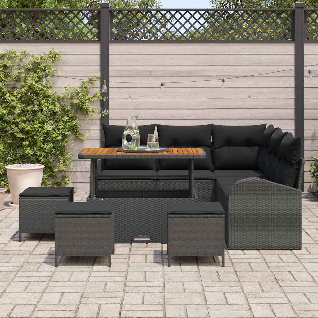 Tuin Sofa Set 9 st 8-Aantal zitplaatsen Zwart