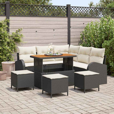 Tuin Sofa Set 9 st 8-Aantal zitplaatsen Zwart en Crème
