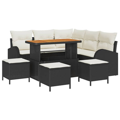 Tuin Sofa Set 9 st 8-Aantal zitplaatsen Zwart en Crème