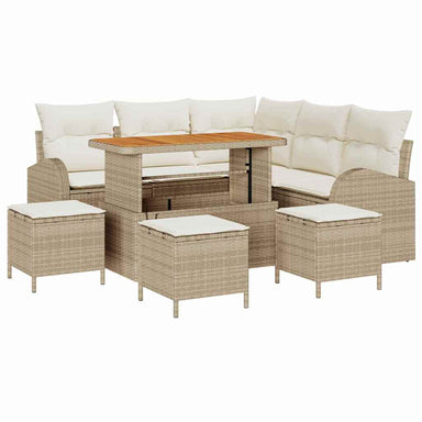 Tuin Sofa Set met kussen met opslag 9 pcs Beige en Crème