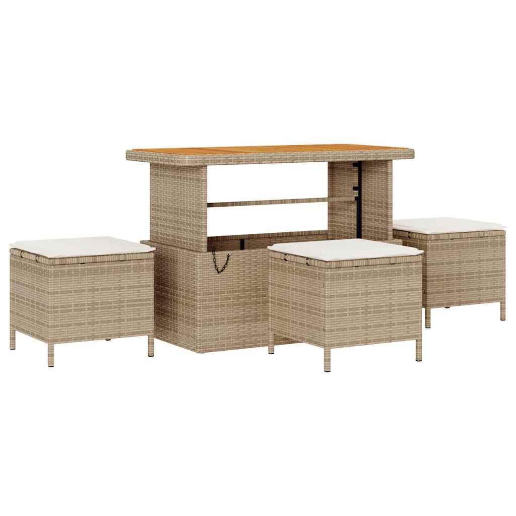 Tuin Sofa Set met kussen met opslag 9 pcs Beige en Crème