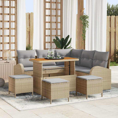 Tuin Sofa Set 9 st 8-Aantal zitplaatsen Beige en Licht Grijs