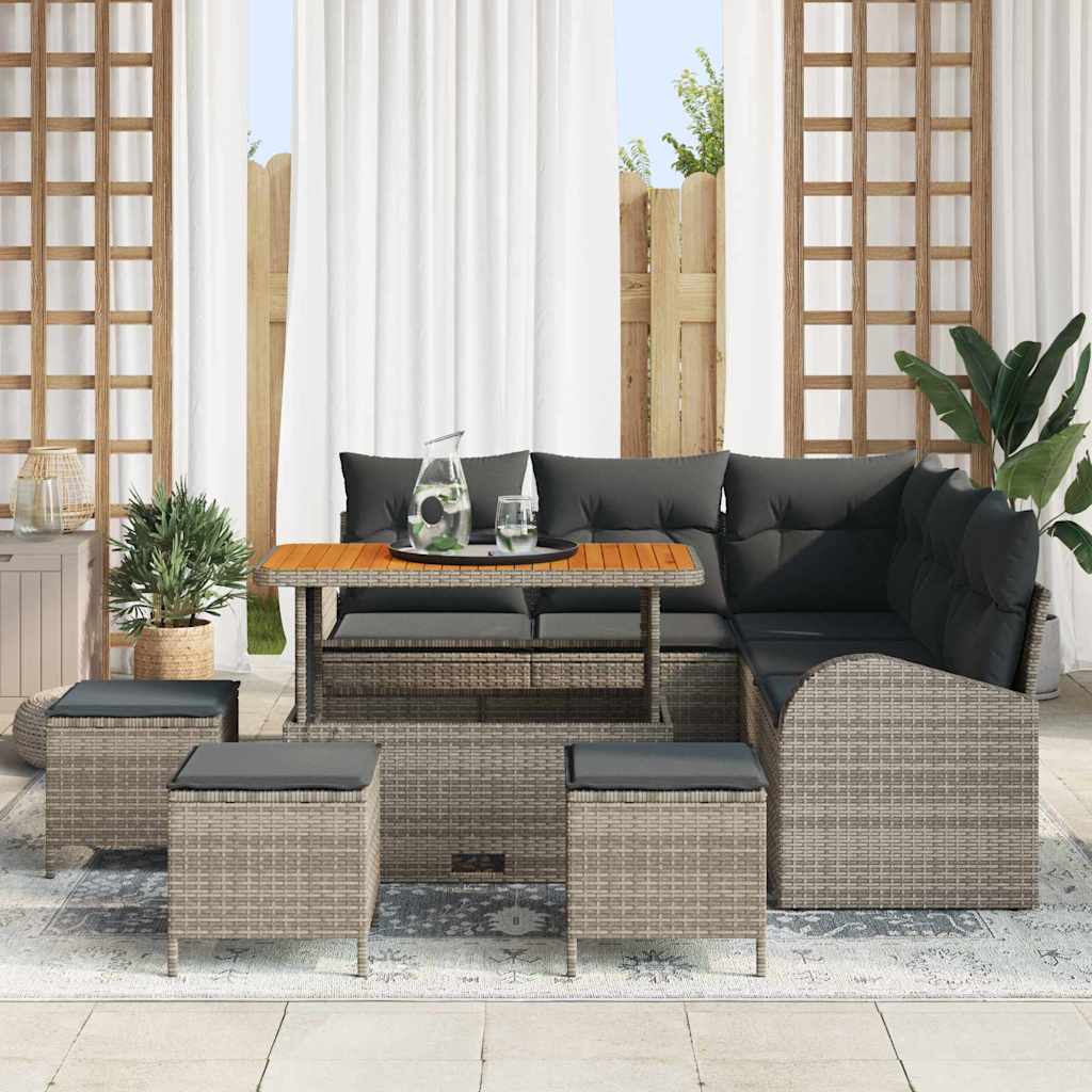 Tuin Sofa Set 9 st 8-Aantal zitplaatsen Grijs