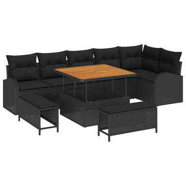 Tuin Sofa Set 9 st 8-Aantal zitplaatsen Zwart