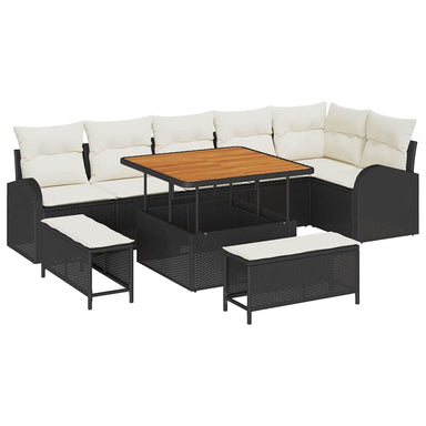 Tuin Sofa Set 9 st 8-Aantal zitplaatsen Zwart en Crème