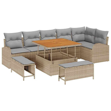 Tuin Sofa Set 9 st 8-Aantal zitplaatsen Beige en Licht Grijs