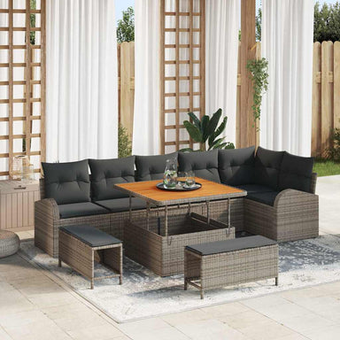 Tuin Sofa Set 9 st 8-Aantal zitplaatsen Grijs