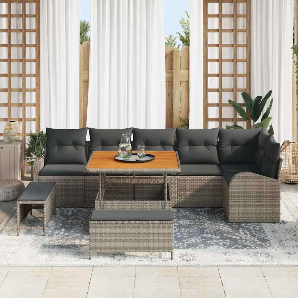 Tuin Sofa Set 9 st 8-Aantal zitplaatsen Grijs
