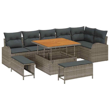 Tuin Sofa Set 9 st 8-Aantal zitplaatsen Grijs