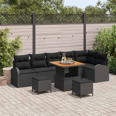 Tuin Sofa Set 9 st 8-Aantal zitplaatsen Zwart